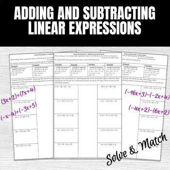 Preview of Adding And Subtracting Linear Expressions