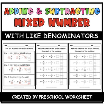 Preview of Adding And Subtracting Mixed Numbers With Like Denominators
