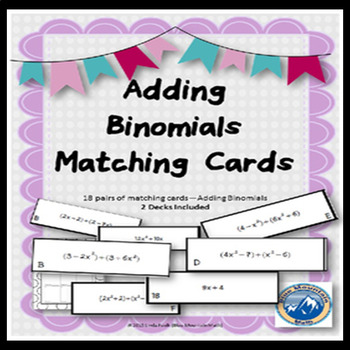 Preview of Adding Binomials Matching Cards/ Card Sort --2 decks included