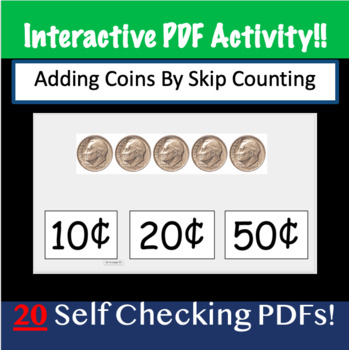 Preview of Adding Coins by Skip Counting with Self-Checking PDF Money Math