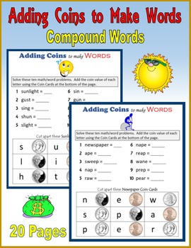 Preview of Adding Coins to Make Compound Words - Money