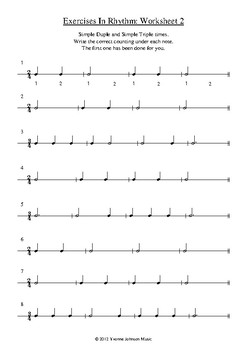 adding counting 5 rhythm worksheets by yvonne johnson music tpt