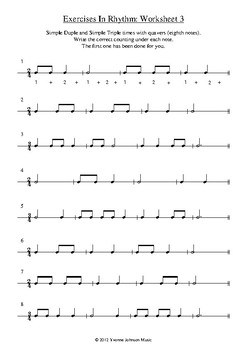 adding counting 5 rhythm worksheets by yvonne johnson