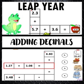 Preview of Leap Year 2024 Adding Decimal PowerPoint Crossword Game Leap Day Activity