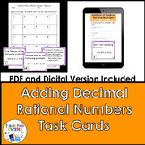 Adding Decimal Rational Numbers Digital and Printable Task Cards