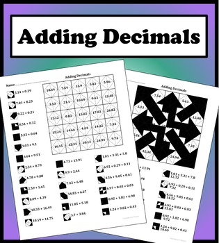 Preview of Adding Decimals Color Worksheet