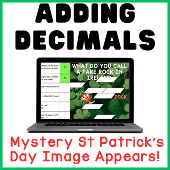 Preview of Adding Decimals | Digital Math Activity | St. Patricks' Day