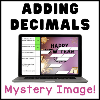 Preview of Adding Decimals | Digital Math Mystery Activity | Happy New Year
