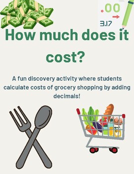 Preview of Adding Decimals Fun Math Packet- (Grocery Shopping Edition)