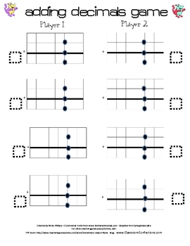 adding decimals game by elementary lesson plans tpt