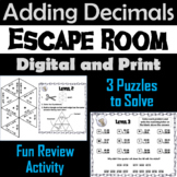 Adding Decimals Activity: Escape Room Math Breakout Game