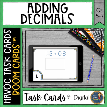 Preview of Adding Decimals Havoc Boom Cards™ Digital Task Cards