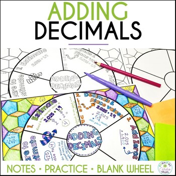 Preview of Adding Decimals Guided Notes Doodle Math Wheel