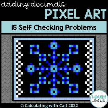 Preview of Adding Decimals Pixel Art - Snowflake
