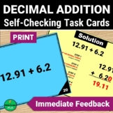 Adding Decimals Self-Checking Task Cards Activity | PRINT