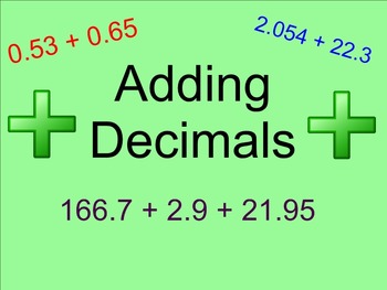 Preview of Adding Decimals - Smartboard