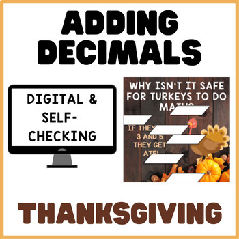 Preview of Adding Decimals | Thanksgiving | Math Mystery Picture Digital Activity
