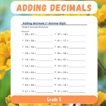 Preview of Adding Decimals Worksheets: Various Levels of Complexity