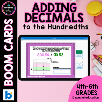 Preview of Adding Decimals to the Hundredths Boom Cards