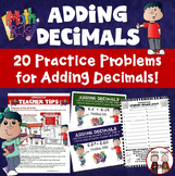 Adding Decimals to the Tenths and Hundredths Activity