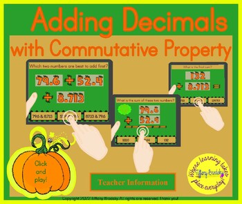 Preview of Adding Decimals with Commutative Property