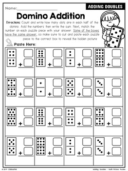 adding doubles math picture puzzles 1st grade by chilimath tpt