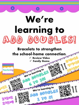 Preview of Adding Doubles Homework {Bracelets with review videos & family games}