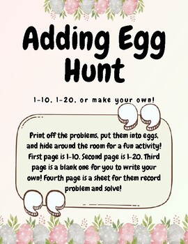 Preview of Adding Egg Hunt 1-10, 1-20, OR make your own!