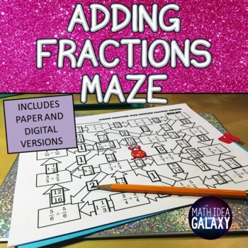 Adding Fractions Maze Game Activity