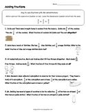 Adding Fractions with Like Denominators Word Problems Printable