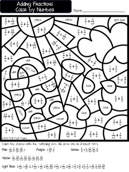 Adding Fractions Color by Number- Spring Edition by Math Made Magical