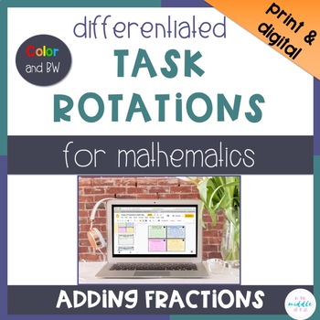 Preview of Adding Fractions Differentiated Math Tasks Distance Learning