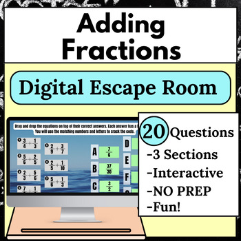 Preview of Adding Fractions Digital Escape Room | LCD and GCF