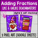 Adding Fractions Digital Pixel Art Like & Unlike Denominat