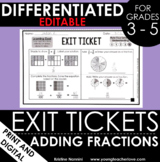 Adding Fractions Exit Tickets - Differentiated Math Assess