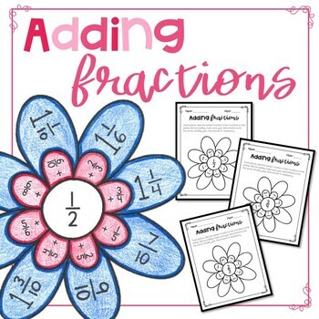 Preview of Adding Fractions Flowers Activity & Craft
