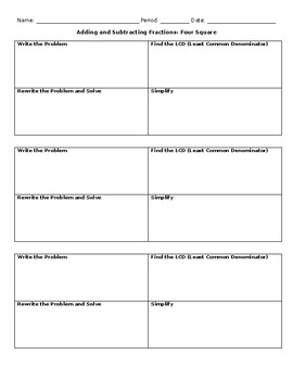 Preview of Adding Fractions Graphic Organizer