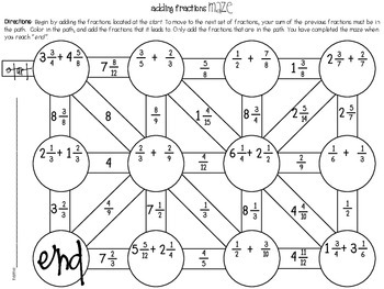 adding fractions maze by brittany henke teachers pay teachers