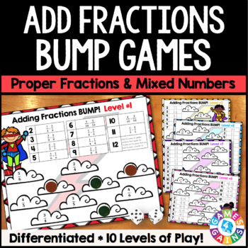 Preview of Adding Fractions & Mixed Numbers with Like & Unlike Denominators Practice Games
