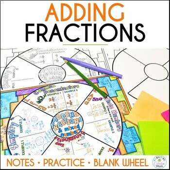 Preview of Adding Fractions Guided Notes Doodle Math Wheel