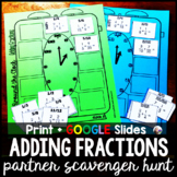 Adding Fractions Math Partner Scavenger Hunt Activity