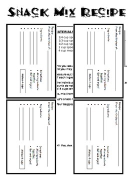 Preview of Adding Fractions Snack Mix Activity