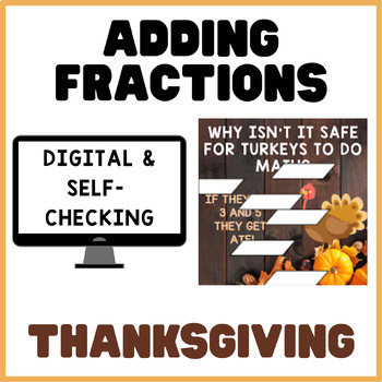 Preview of Adding Fractions | Thanksgiving | Math Mystery Picture Digital Activity
