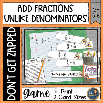 Preview of Adding Fractions Unlike Denominators Don't Get ZAPPED Partner Math Game Center