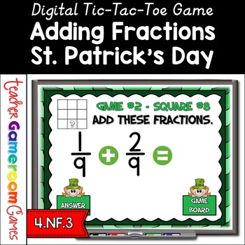 Preview of Adding Fractions St. Patrick's Day Powerpoint Game