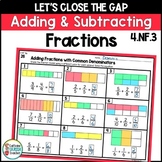4th Grade Level Adding and Subtracting Fractions Unit 4NF3