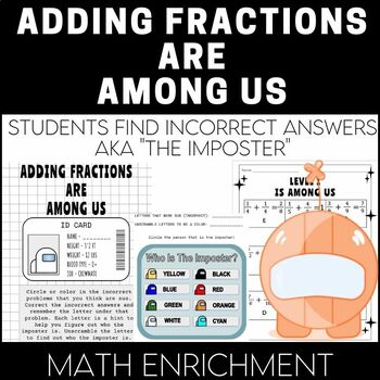 Preview of Adding Fractions is Among Us - Eureka Grade 4 Module 5