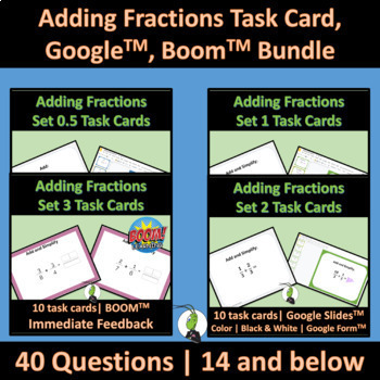 Preview of Adding Fractions with Common and Unlike Denominators Task Card | Google | Boom