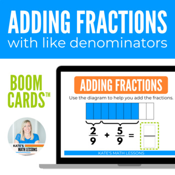 Preview of Adding Fractions with Like Denominators - Digital Boom Cards™