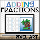 Adding Fractions with Like Denominators Mystery Picture Pixel Art